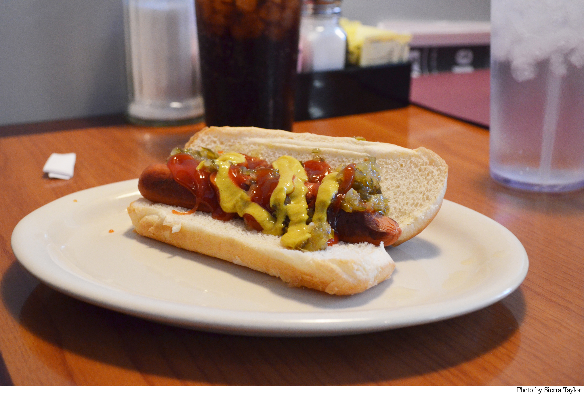 A Classic Hot Dog served with relish, ketchup and mustard is just one of the delicious All Angus Beef Coneys you can order at Dix.